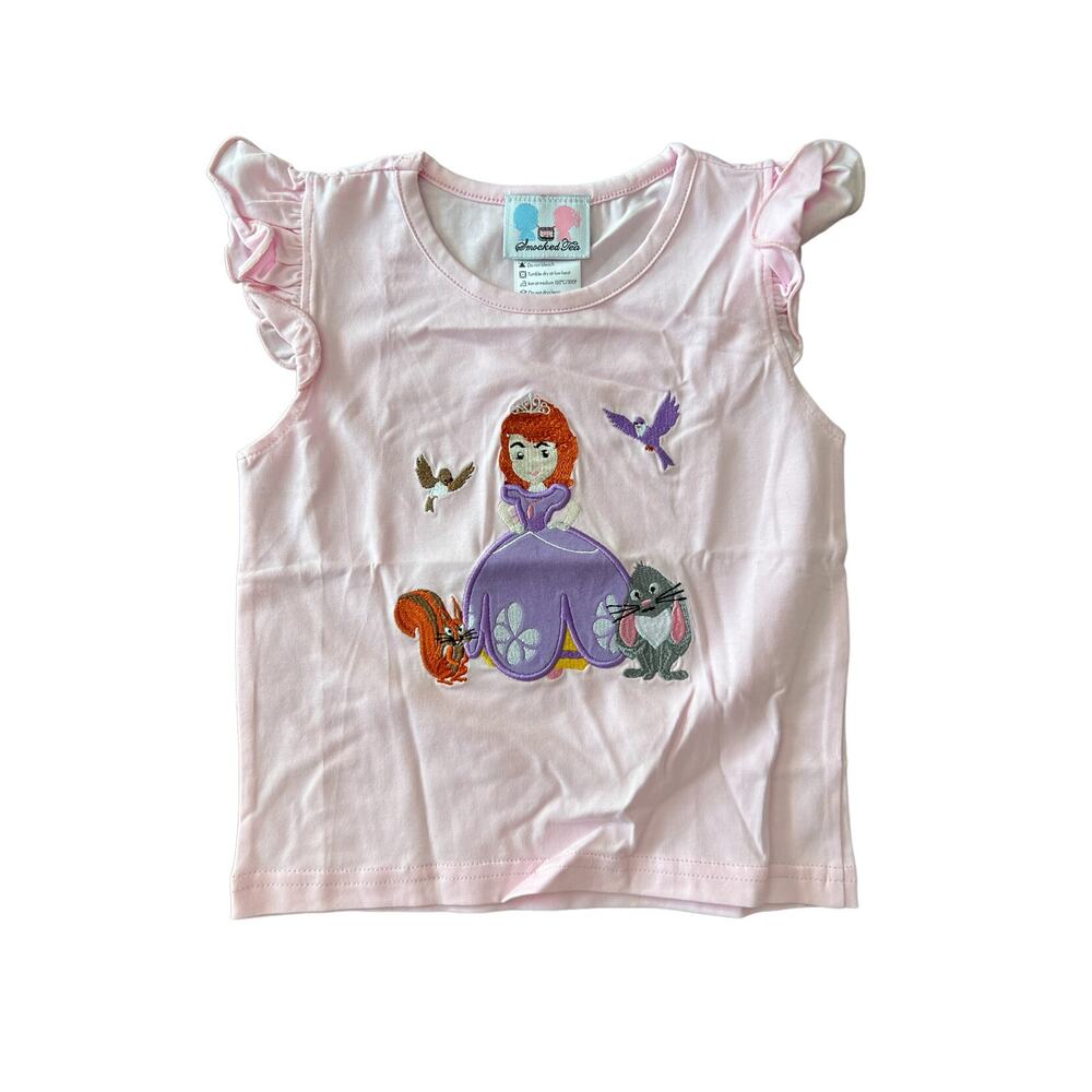 NWOT Smocked Tea Princess Sophia Appliqué Shirt